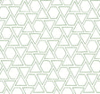 Green outlined geometric sun shapes wallpaper pattern on a white background.