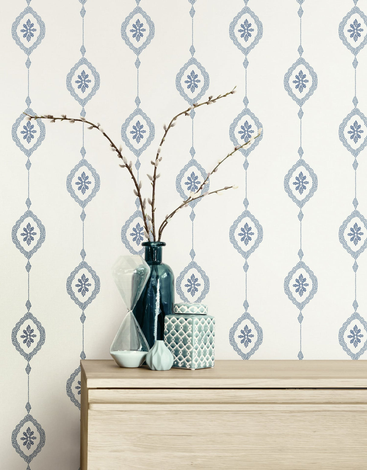 Sand Dollar Stripe Coastal Blue by Beach House Geometric Stripe Wallpaper – Seabrook Designs MB30512