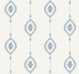 Sand Dollar Stripe wallpaper in coastal blue geometric stripe pattern on an off-white ground