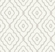 Seaside Ogee wallpaper in Daydream Gray with a coastal ogee lattice pattern on a light ground