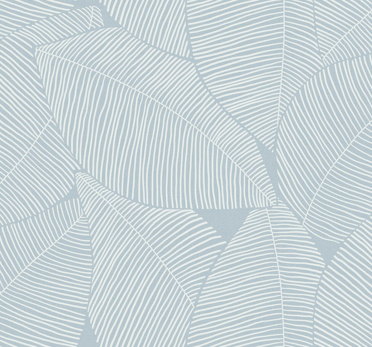Summer Magnolia Blue Oasis botanical leaf wallpaper pattern in a soft coastal blue.