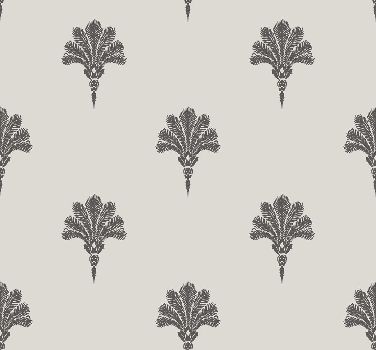 Summer Fan wallpaper in Black Sands featuring repeating fan palm motif