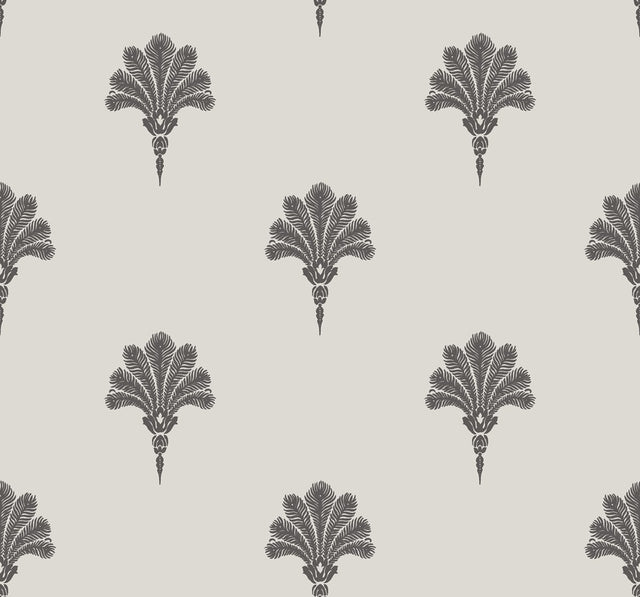 Summer Fan wallpaper in Black Sands featuring repeating fan palm motif