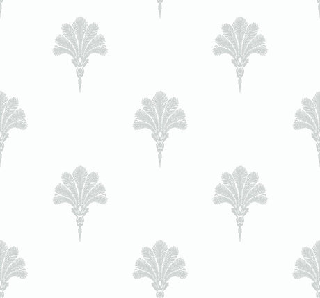 Summer Fan wallpaper in Daydream Gray with a coastal fleur de lis motif by Seabrook Designs