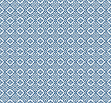 Coastal Tile wallpaper in Coastal Blue featuring a repeating geometric tile motif