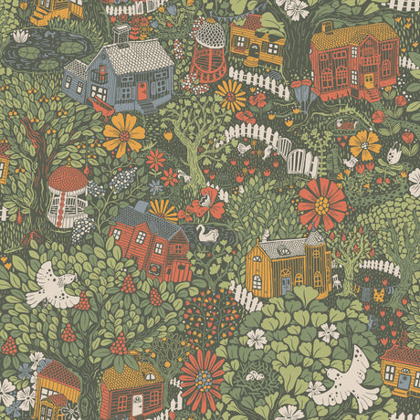 Bygga Bo Dark Green non woven wallpaper by York Wallcoverings MB63003 roll