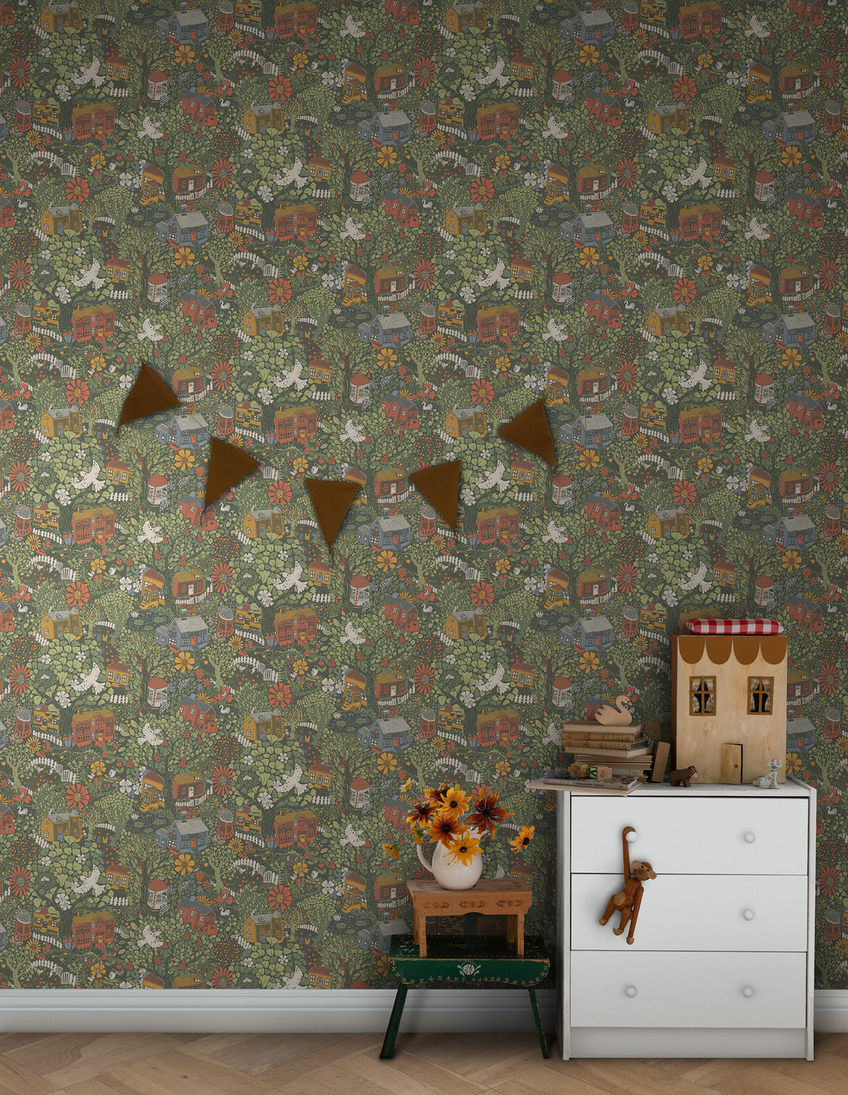Bygga Bo Dark Green by York Wallcoverings Novelty Non Woven Wallpaper – York Wallcoverings MB63003