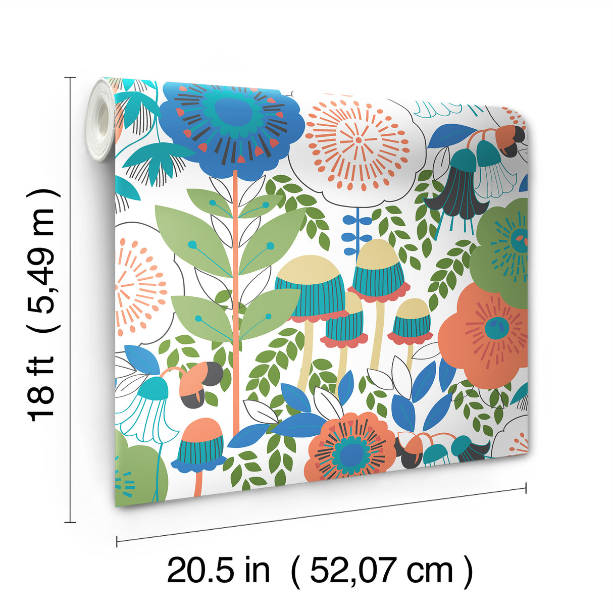 Dream Garden Off White Whimsical Retro Botanical Floral Peel & Stick Wallpaper by Megan Carter x NuWallpaper - MCS6396
