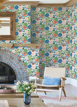 Dream Garden Off White Whimsical Retro Botanical Floral Peel & Stick Wallpaper by Megan Carter x NuWallpaper - MCS6396