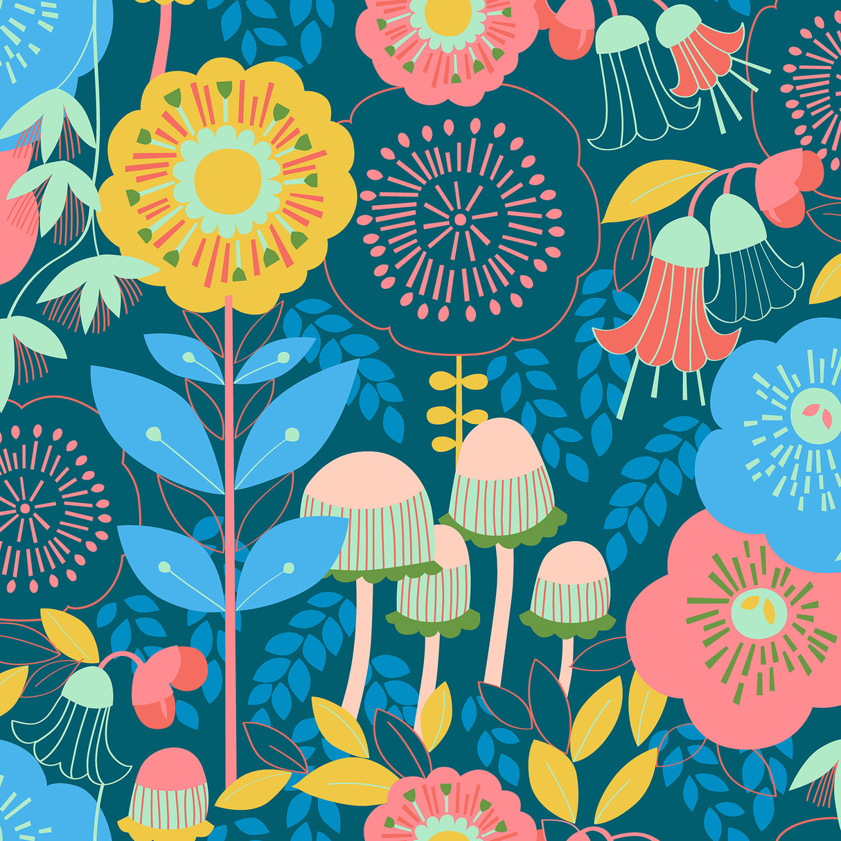 Dream Garden Teal Peel and Stick Wallpaper by NuWallpaper - MCS6397