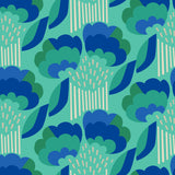 Retro Esme Aqua Peel and Stick Wallpaper by NuWallpaper - Bold Retro Floral Pattern Designed by Megan Carter MCS6399