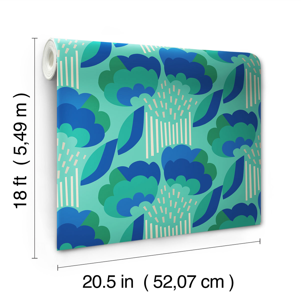 Retro Esme Aqua by NuWallpaper Vibrant Bold Future-Retro Botanical Floral Peel and Stick Wallpaper Designed by Megan Carter WallPops - MCS6399