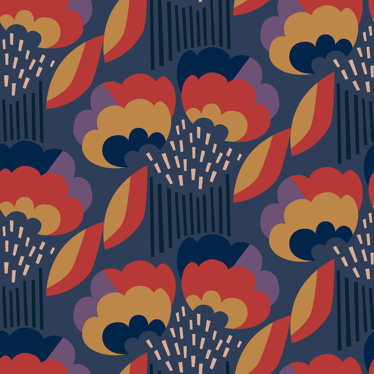 Retro Esme Navy Peel and Stick Wallpaper by Megan Carter x NuWallpaper - MCS6400