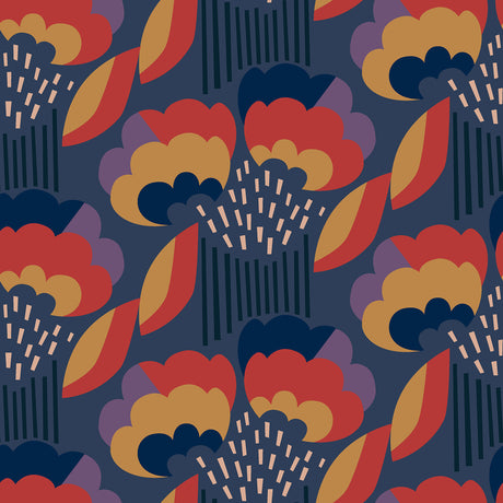 Retro Esme Navy Peel and Stick Wallpaper by Megan Carter x NuWallpaper - MCS6400