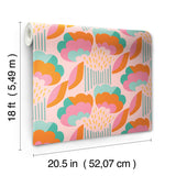 Retro Esme Pink by NuWallpaper Megan Carter Bold Whimsical Retro Botanical Floral Fully Removable Peel and Stick Wallpaper Roll - MCS6401
