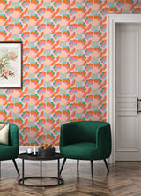Retro Esme Pink by NuWallpaper Megan Carter Bold Whimsical Retro Botanical Floral Fully Removable Peel and Stick Wallpaper Roll - MCS6401