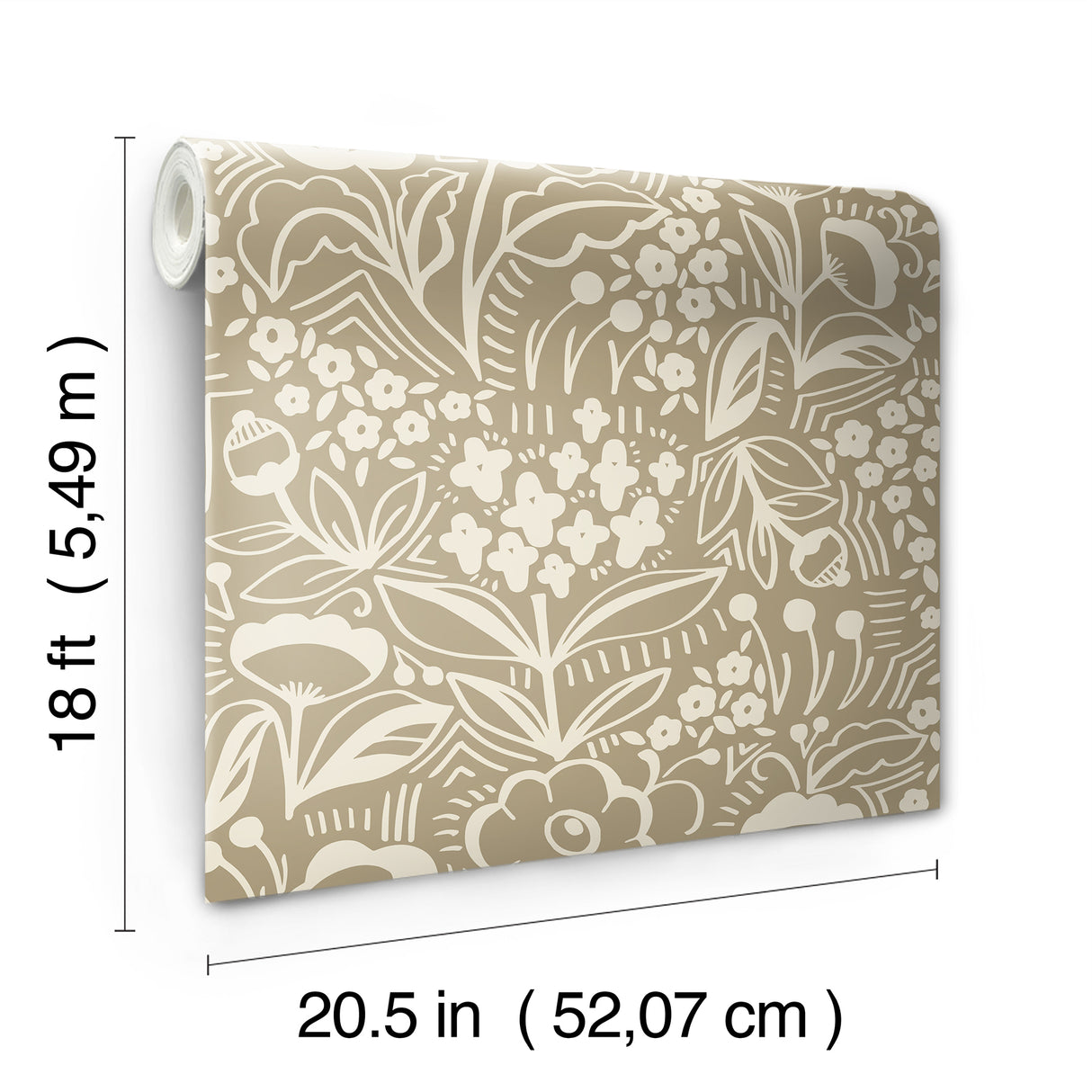 Jeani Light Brown by NuWallpaper Megan Carter Whimsical Botanical Floral Linework Peel and Stick Wallpaper - MCS6403