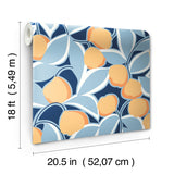 Talia Light Blue Peel and Stick Wallpaper by NuWallpaper x Megan Carter Whimsical Botanical Color-Blocked Floral Design - MCS6406
