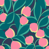 Talia Navy Peel and Stick Wallpaper by NuWallpaper - Bold Pink Botanical Floral Design by Megan Carter - MCS6407