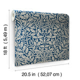 Acorn Indigo by WallPops Morris and Co. Interwoven Leaves and Oak Motifs Botanical Peel and Stick Wallpaper - MCS6586