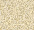 Acorn Cowslip Peel and Stick Wallpaper by Morris & Co x WallPops featuring interwoven oak leaves and acorn motifs in golden yellow and white - MCS6588
