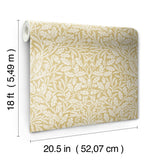Acorn Cowslip Peel and Stick Wallpaper Morris & Co x WallPops Traditional Botanical Oak Leaves and Acorn Pattern in Yellow and White - MCS6588