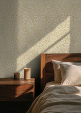 Acorn Cowslip Peel and Stick Wallpaper Morris & Co x WallPops Traditional Botanical Oak Leaves and Acorn Pattern in Yellow and White - MCS6588
