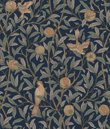 Bird and Pomegranate Indigo Peel and Stick Wallpaper by WallPops x Morris and Co. - MCS6590