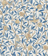 Bird and Pomegranate Woad Peel and Stick Wallpaper by WallPops x Morris and Co. - MCS6591