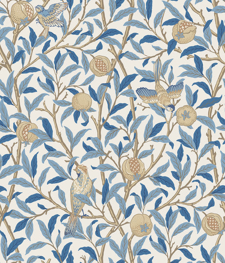 Bird and Pomegranate Woad Peel and Stick Wallpaper by WallPops x Morris and Co. - MCS6591
