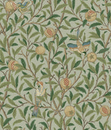 Bird and Pomegranate Bayleaf and Forest Peel and Stick Wallpaper by WallPops x Morris and Co. - MCS6592