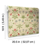 Daisy Fennel and Rose by WallPops Morris and Co. Peel and Stick Removable Botanical Floral Wallpaper Roll 20.5 in x 18 ft - MCS6594