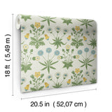 Daisy Saffron and Thyme by WallPops Morris and Co. Peel and Stick NuWallpaper Botanical Floral Traditional Wallpaper Roll 20.5in x 18ft - MCS6595