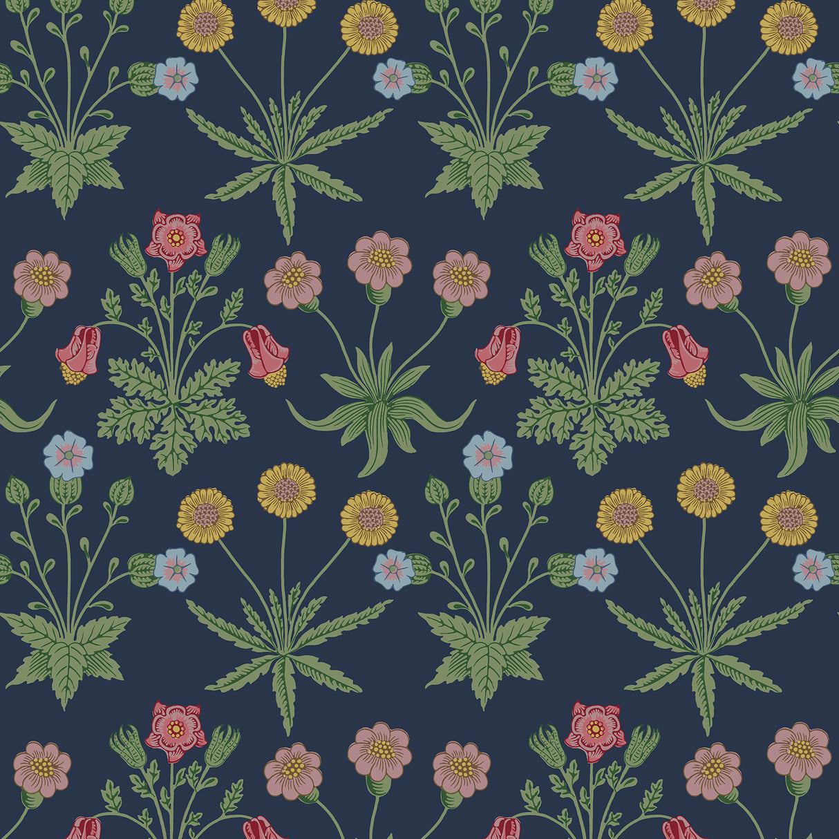 Daisy Indigo Peel and Stick Wallpaper by WallPops x Morris and Co. - MCS6597