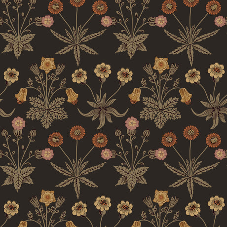 Daisy Chocolate and Paprika Peel and Stick Wallpaper by WallPops x Morris and Co. - MCS6598