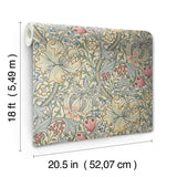 Golden Lily Linen by WallPops Morris and Co. Heritage Inspired Traditional Botanical Floral Straight Match Peel and Stick Wallpaper - MCS6600