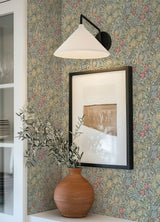 Golden Lily Linen by WallPops Morris and Co. Heritage Inspired Traditional Botanical Floral Straight Match Peel and Stick Wallpaper - MCS6600