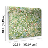 Golden Lily Boughs Green by WallPops Morris and Co Classic Heritage Botanical Floral Peel and Stick Wallpaper MCS6601