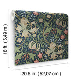 Golden Lily Indigo and Rose Peel and Stick Wallpaper by WallPops x Morris & Co. Classic Botanical Floral NuWallpaper - MCS6602