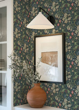 Golden Lily Indigo and Rose Peel and Stick Wallpaper by WallPops x Morris & Co. Classic Botanical Floral NuWallpaper - MCS6602