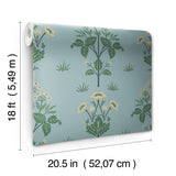 Meadow Sweet Woad and Forest by WallPops Morris and Co. Traditional Arts and Crafts Botanical Floral Peel and Stick Wallpaper - MCS6604
