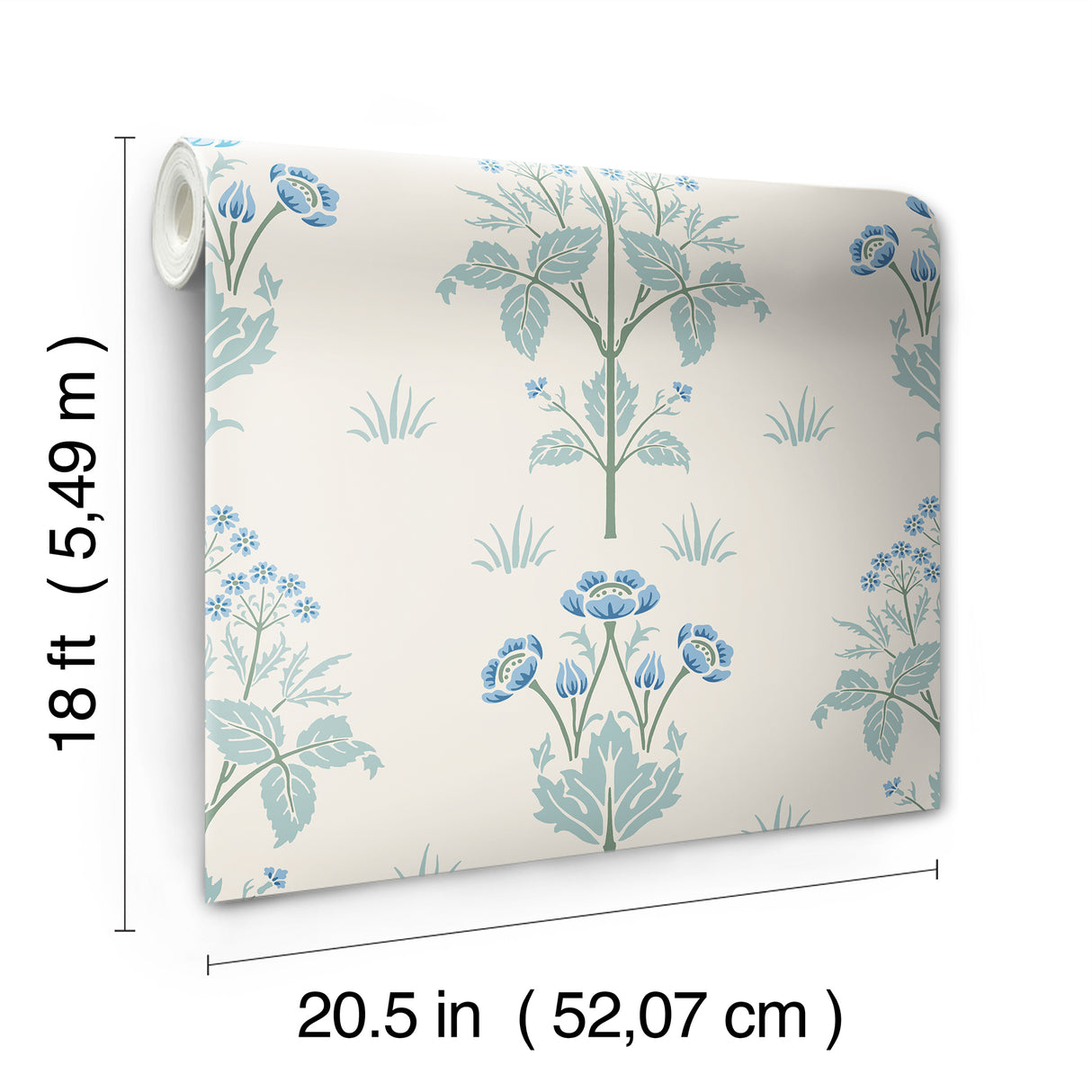 Meadow Sweet Chalk and Wedgwood by WallPops Morris and Co Peel and Stick Removable Arts and Crafts Botanical Wallpaper - MCS6605