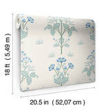 Meadow Sweet Chalk and Wedgwood by WallPops Morris and Co Peel and Stick Removable Arts and Crafts Botanical Wallpaper - MCS6605