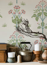 Meadow Sweet Cotton and Rose by WallPops Morris & Co Arts and Crafts Botanical Traditional Peel and Stick Wallpaper Roll - MCS6606