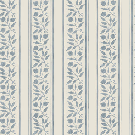 Rosehip Stripe China Blue Peel and Stick Wallpaper by WallPops Morris and Co. - MCS6609