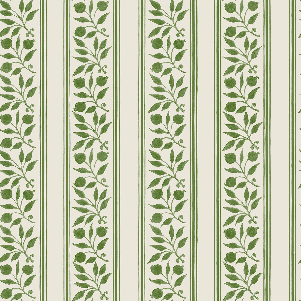 Rosehip Stripe Boughs Green Peel and Stick Wallpaper by WallPops - MCS6610