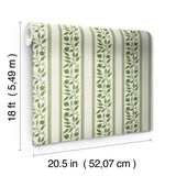 Rosehip Stripe Boughs Green by WallPops Morris and Co Heritage Botanical Trailing Leaf Vertical Stripe Peel and Stick Wallpaper - MCS6610
