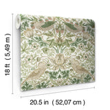 Strawberry Thief Fennel by Morris & Co x WallPops Traditional Botanical Bird and Floral Peel and Stick Wallpaper Roll - MCS6613