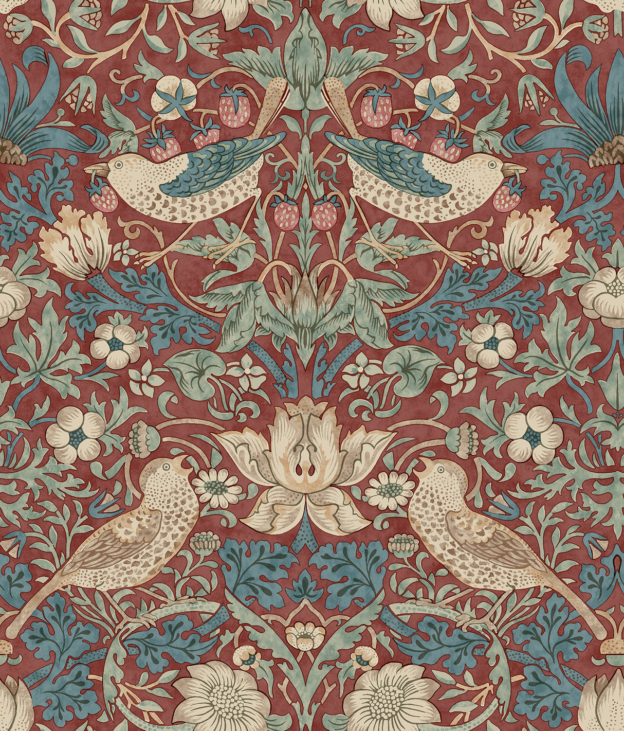Strawberry Thief Madder Peel and Stick Wallpaper by WallPops Morris and Co. - MCS6614