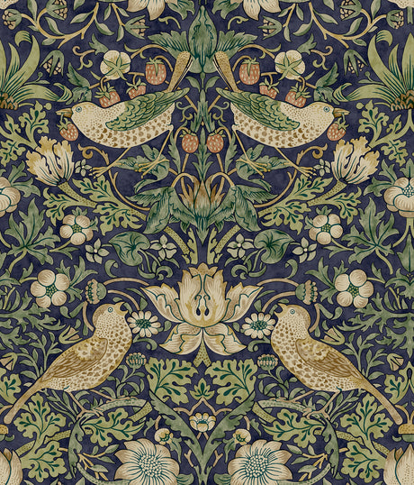 Strawberry Thief Ink Blue Peel and Stick Wallpaper by WallPops Morris and Co. - MCS6615